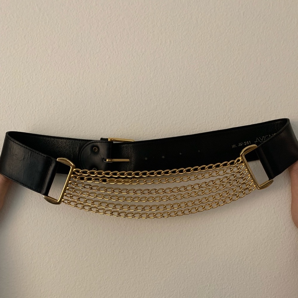 Vtg Avignon Genuine Leather Chain belt